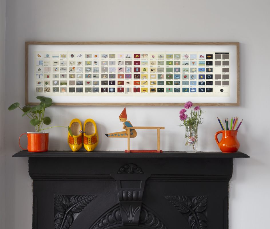 132 miniatures painted onto a Farrow & Ball colour card.