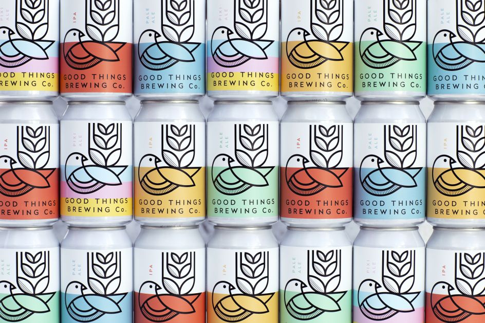 Design studio Horse's identity and packaging for sustainable Good Things Brewing
