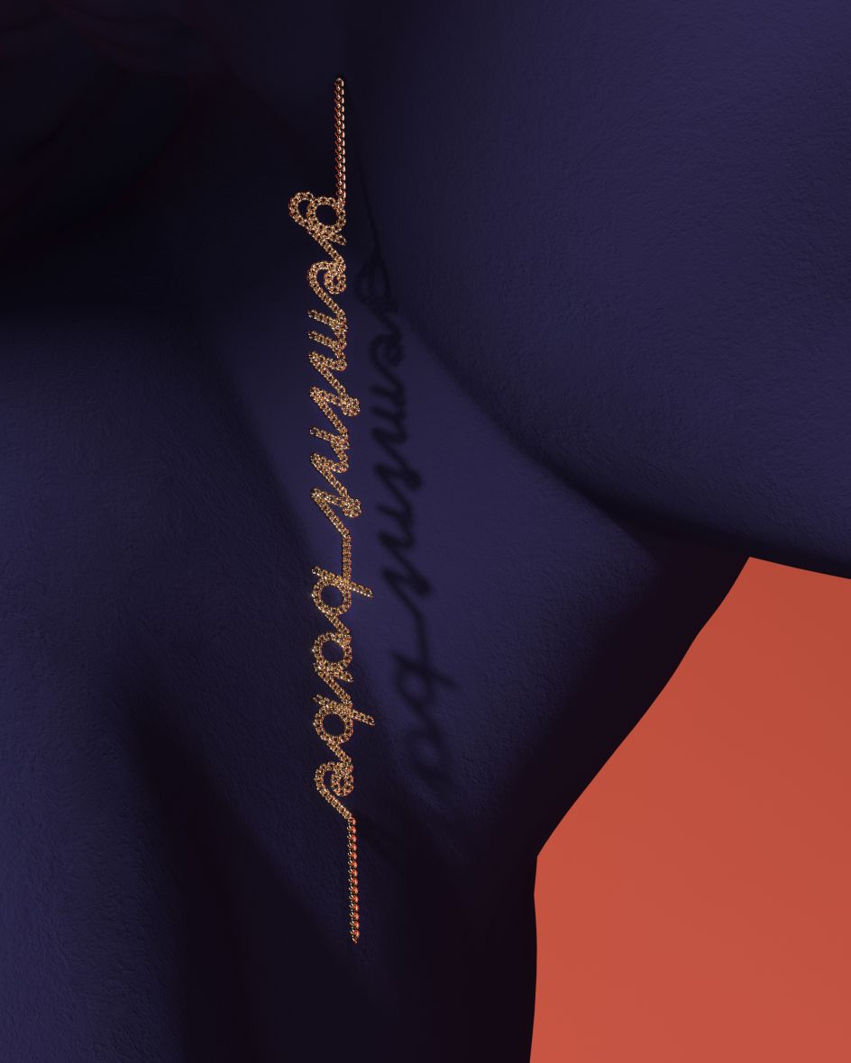 MIGLE x Hanzer Liccini, Letterchain earring, image by Marie Dommenget, 2021