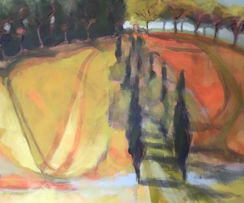 Wendy Brooke-Smith, Perigord_ The Avenue, 2016, acrylic on canvas, 50 x 60cm