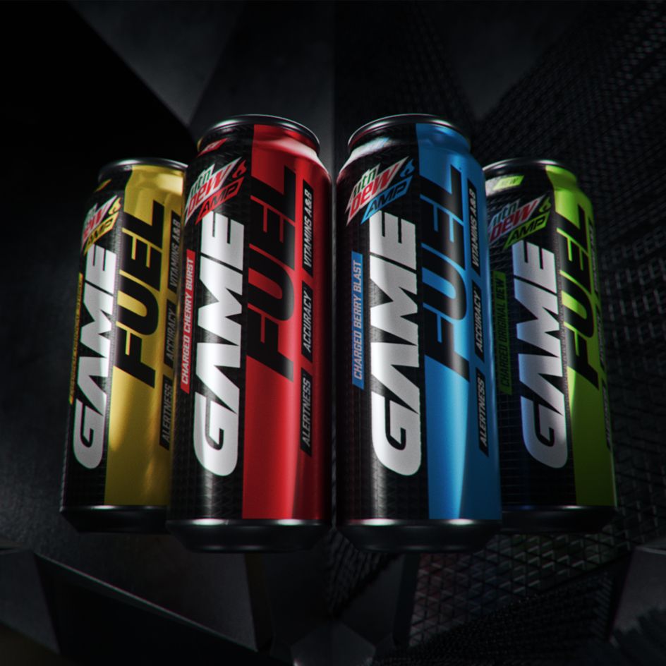Images of Mtn Dew AMP Game Fuel Launch by PepsiCo Design and Innovation. Silver A' Design Award Winner in the Packaging Design Category, 2019-2020.