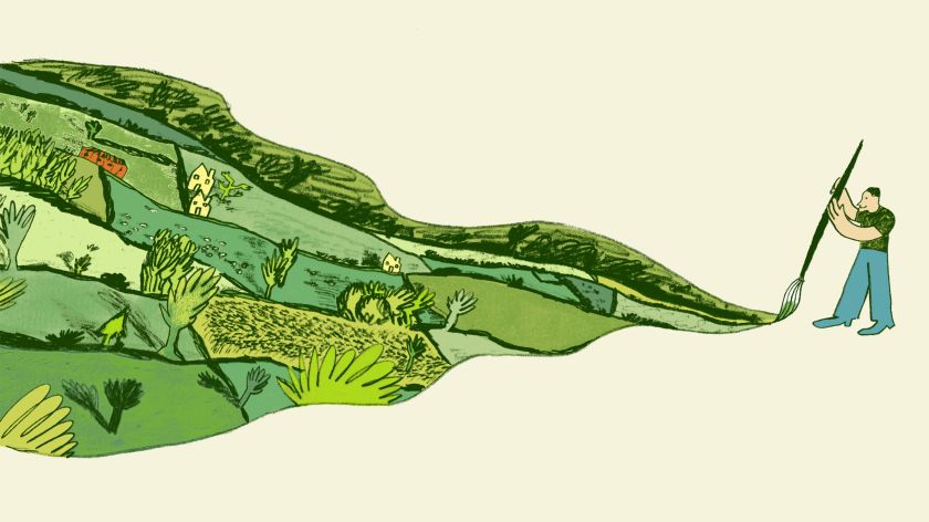 Illustrator Charles Bailey uses a deliberately naive art style to talk about difficult subjects