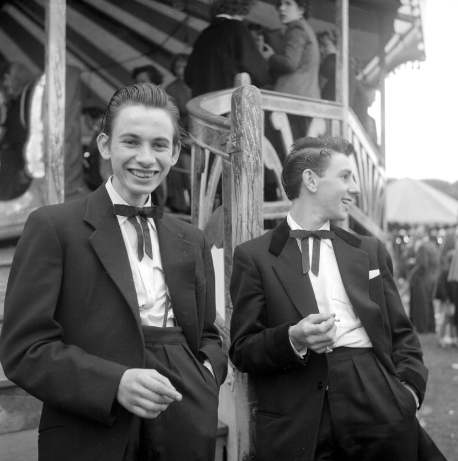 Two unnamed Teddy Boys at a funfair January 1955 © Ken Russell / Topfoto.co.uk