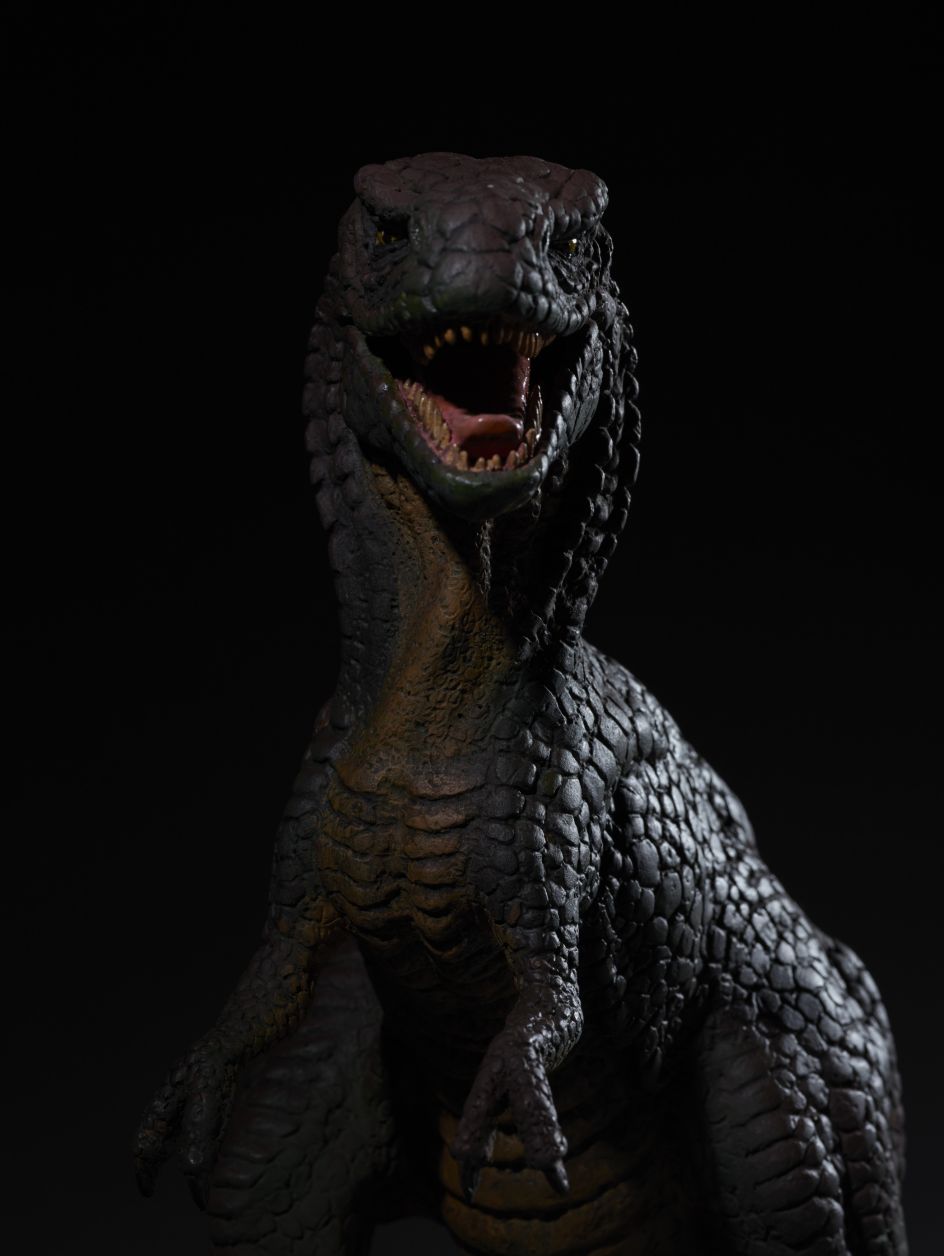 Copy resin model Allosaurus from One Million Years B.C. c. 1965 by Ray Harryhausen (1920-2013) Collection: The Ray and Diana Harryhausen Foundation (Charity No. SC001419) © The Ray and Diana Harryhausen Foundation Photography: Sam Drake (National Galleries of Scotland)