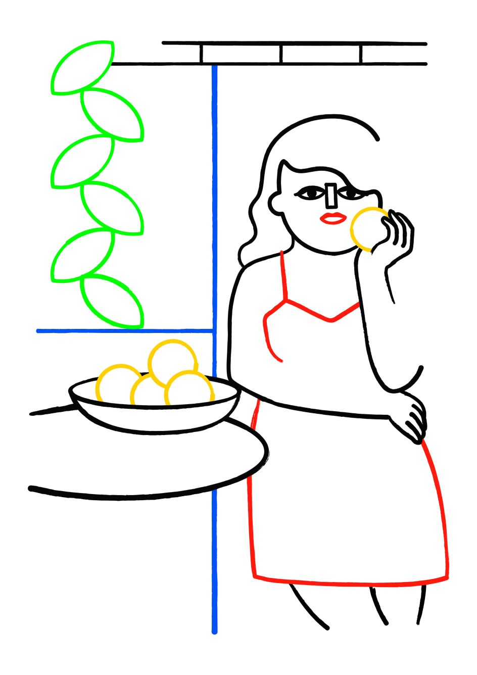 The final image by Roda, reinterpeting Rylant's scene in his typical style (including a trademark large woman)