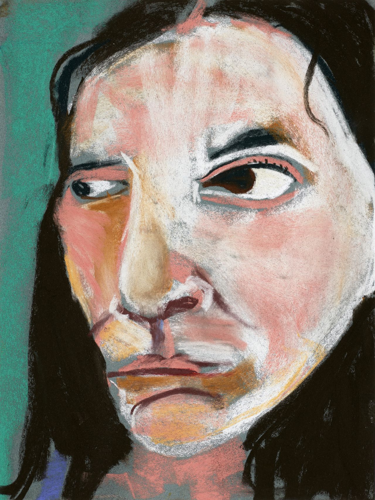 Chantal Joffe Self-Portrait, 2015 Pastel on paper 47.6 x 37.8 x 3.8 cm 18 3/4 x 14 7/8 x 1 1/2 in © Chantal Joffe Courtesy the artist and Victoria Miro, London / Venice