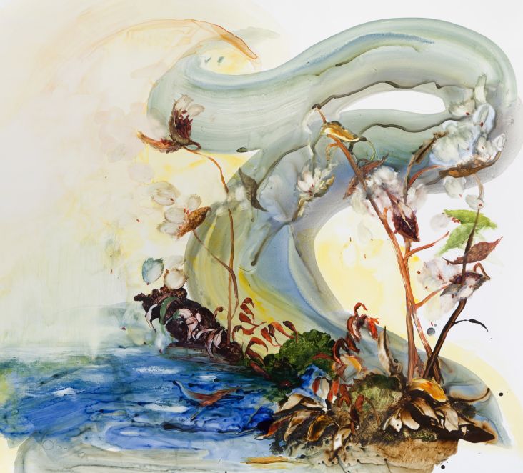 Ilana Manolson, Luxury of awe, 2018-2019, acrylic on yupo paper on board, 48in x 48in © the artist, courtesy of Cadogan Contemporary