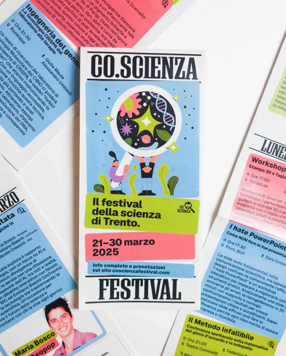 Illustration for the 2025 visual campaign of Co.Scienza Festival, designed by Studio Rebus