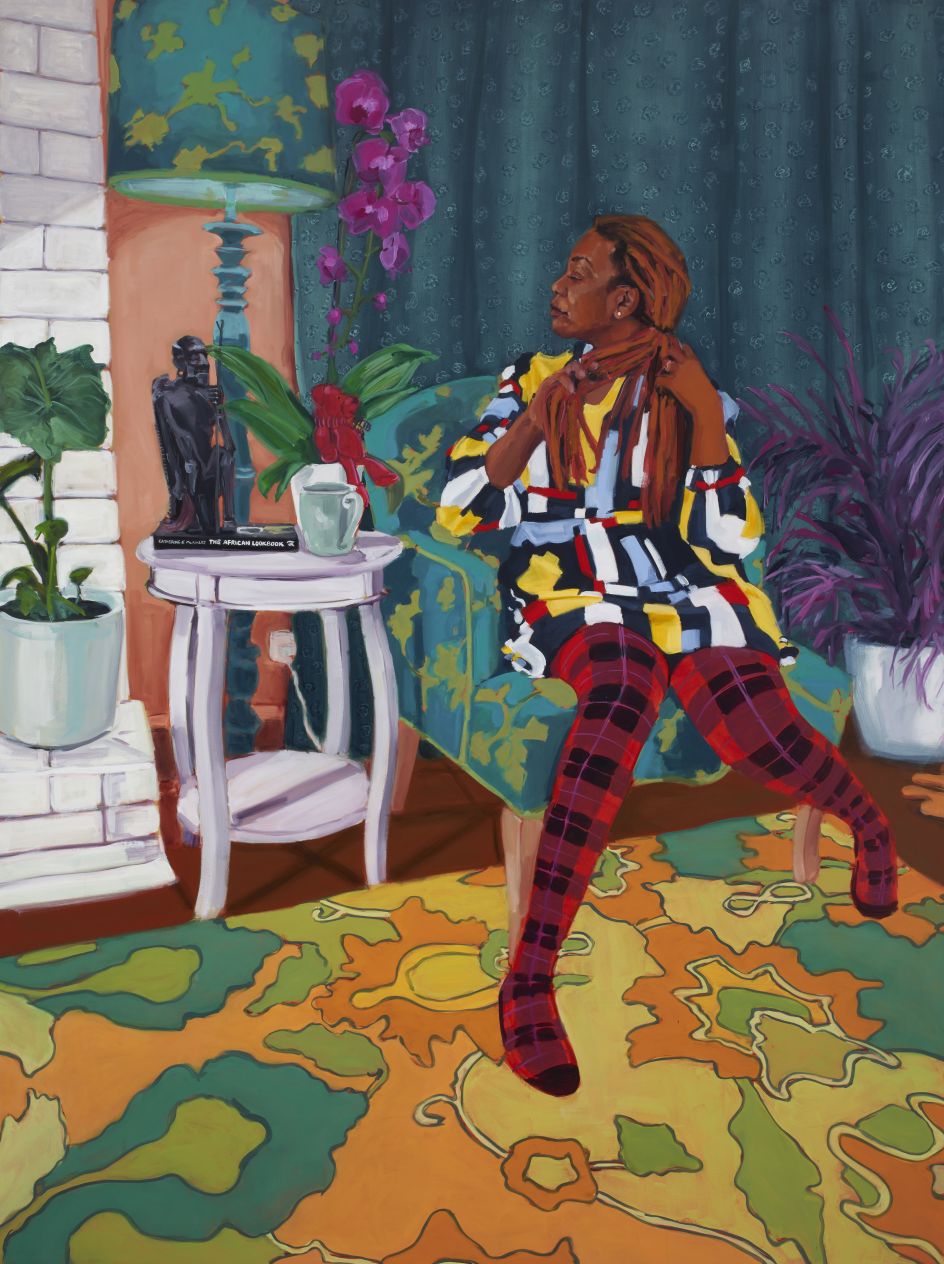 The Ascendents XV, 2021, oil on canvas. Courtesy the artist and Pippy Houldsworth Gallery, London. © Wangari Mathenge 2021 Photo: Brian Griffin