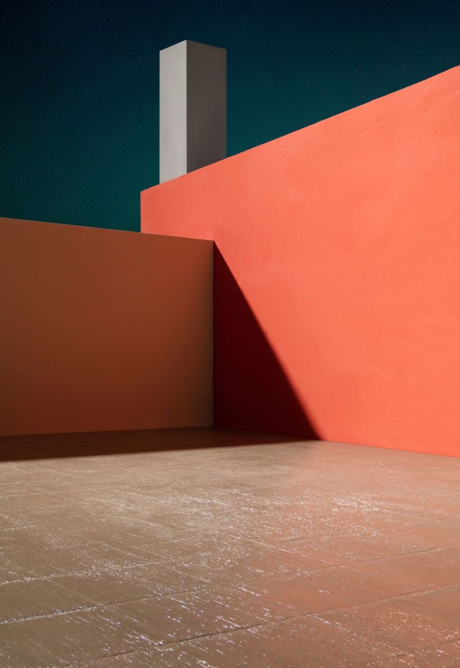 Courtyard with Orange Wall, 2017 © James Casebere