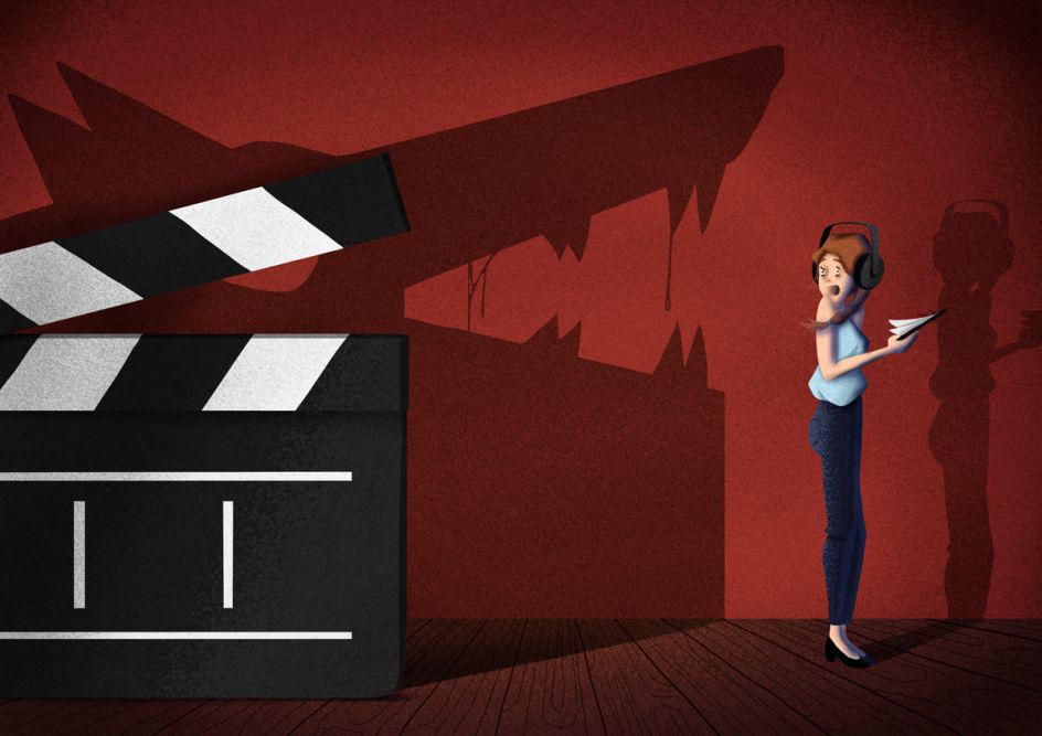 Illustration for Dutch daily de Volkskrant about sexual harassment in film industry.