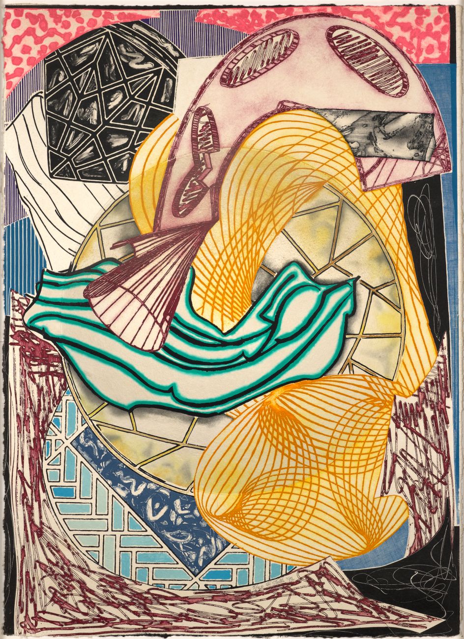 Frank Stella, American, born 1936. The Cabin. Ahab and Starbuck, 1991. Etching, aquatint, relief, and Carborundum on white, shaped TGL handmade paper, 185.4 × 134.6 × 15.2 cm. Collection of Preston H. Haskell, Class of 1960 / © 2017 Frank Stella / Artists Rights Society (ARS), New York
