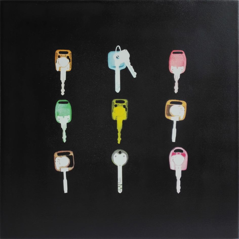 Anima del Quotidiano 9 Passepartout, 2017 Alcohol on pigmented canvas.  50 x 50 cm (19.7 x 19.7 in)