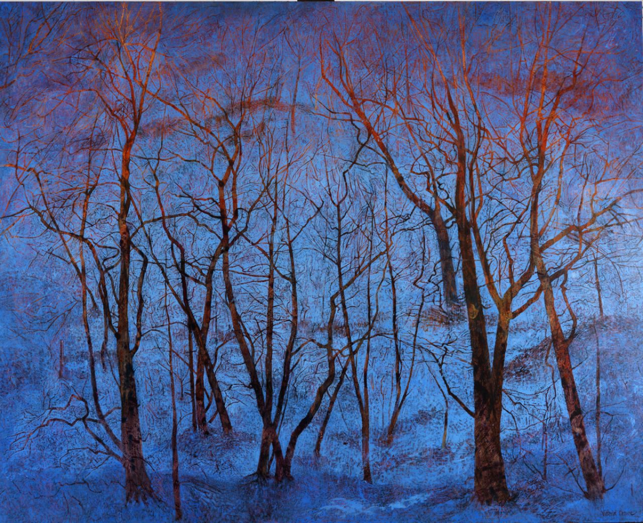 Blue Snow and Fiery Trees, 2011 oil on linen, 101.5 x 127 cm