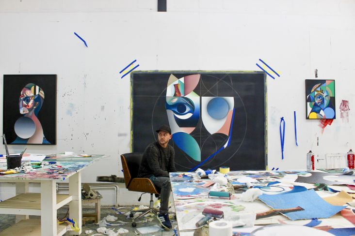 Ryan Hewett in his studio, 2019. All images courtesy of Ryan Hewett and Unit London