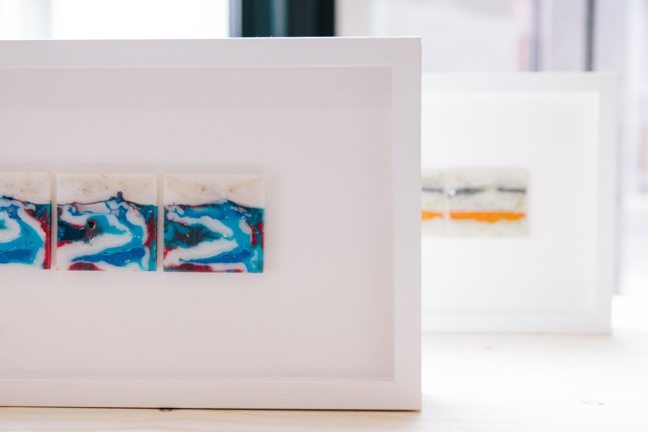 Slice II-V' - Sliced high-density polyethylene and low-density polyethylene cube casts, 70 x 20cm