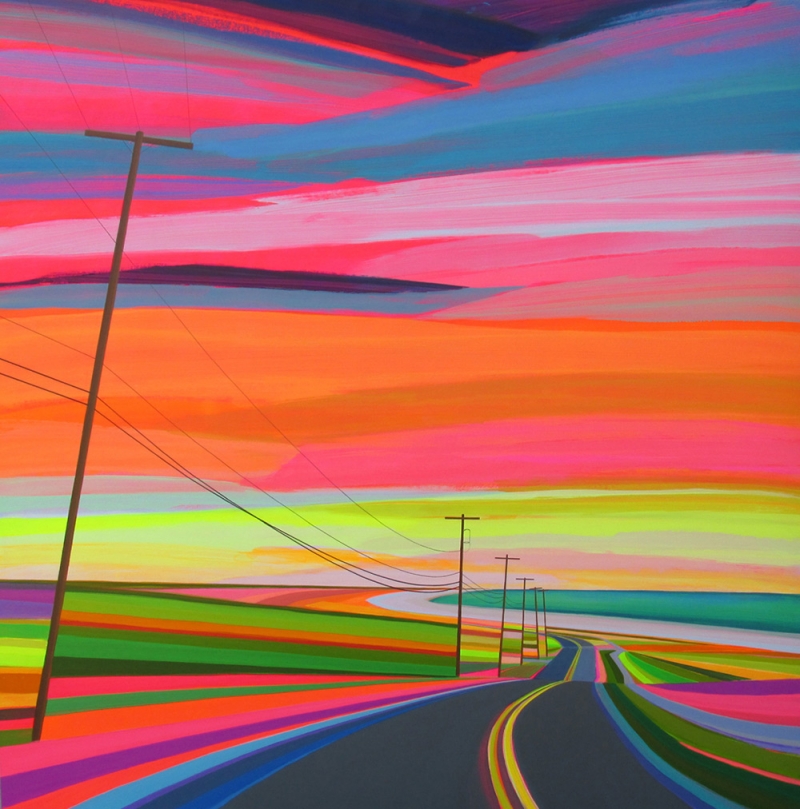 Technicolour and neon sunset paintings inspired by America's Long