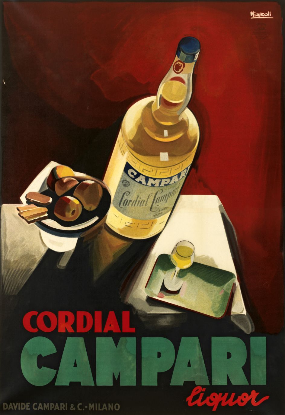 Marcello Nizzoli, Cordial Campari liquor 1926. Lithographic colour print on paper