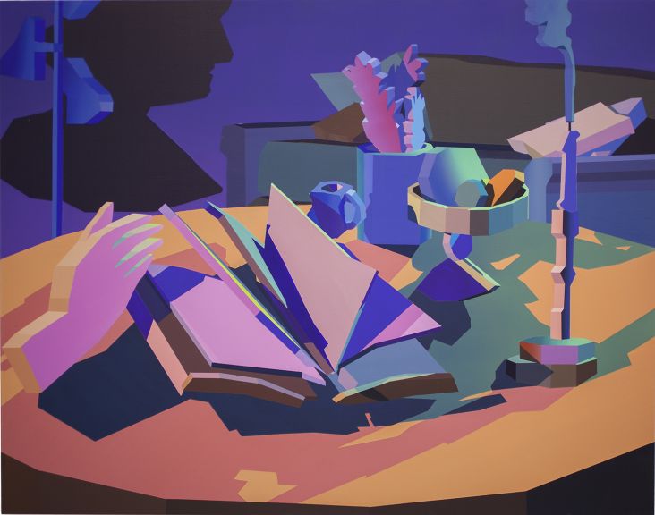 Constructed Objects on a Flat Plane II, 2017 Acrylic on Panel 23 x 30.5 in Courtesy of the artist and VICTORI + MO