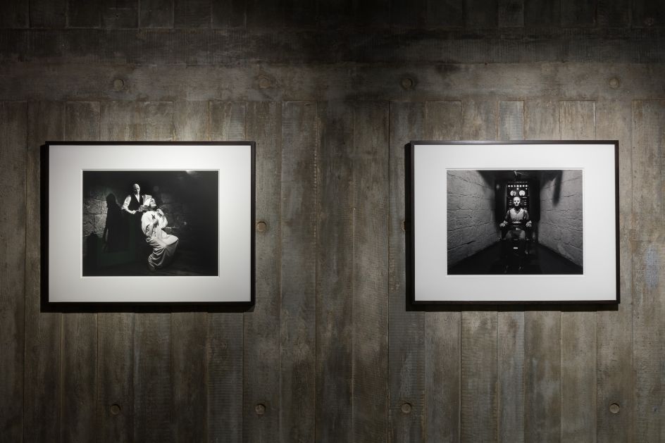 Installation view of Hiroshi Sugimoto, The Chamber of Horrors series. Gelatin silver print. Photo: Mark Blower. Courtesy the artist and the Hayward Gallery.