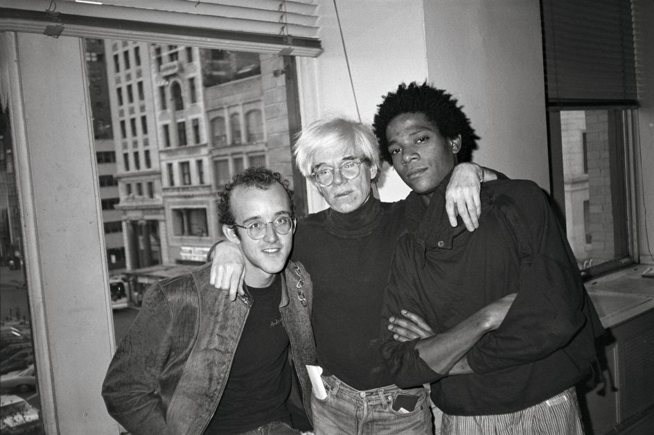 Keith Haring, Andy Warhol and Jean Michel at Andy’s studio at 860 Broadway, April 23, 1984. Copyright: © The Andy Warhol Foundation for the Visual Arts, Inc.