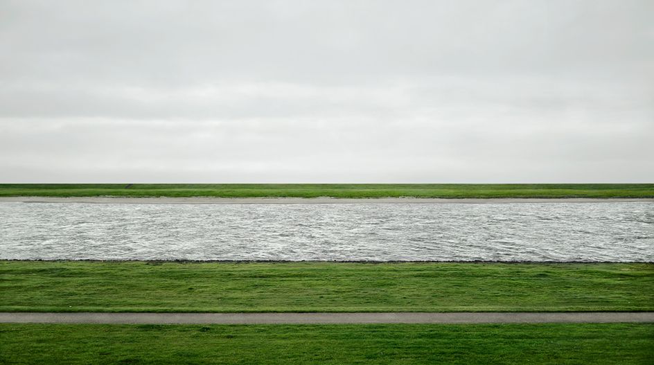 Andreas Gursky, Rhine II, 1999/2015  Inkjet-Print	237.8 x 407.8 x 6.2 cm © Andreas Gursky/DACS, 2017. Courtesy: Sprüth Magers