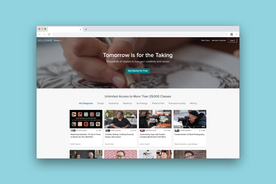 Skill Share is a great resource to learn new skills