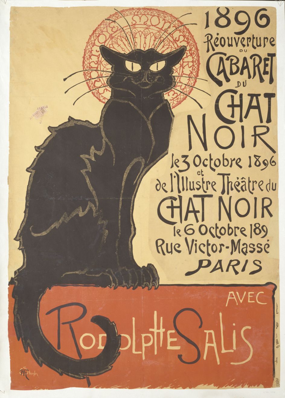 Théophile-Alexandre Steinlen Réouverture du Cabaret du Chat Noir (Reopening of the Chat Noir Cabaret), 1896 Lithograph Victoria and Albert Museum, London © Victoria and Albert Museum, London