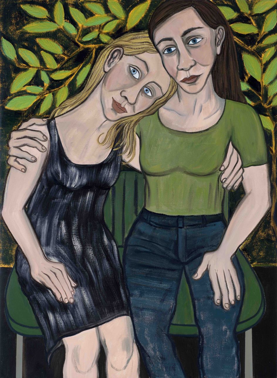 Eileen Cooper, 'Sisters', 2019, oil on canvas, 48 × 35 in (122 × 90 cm)