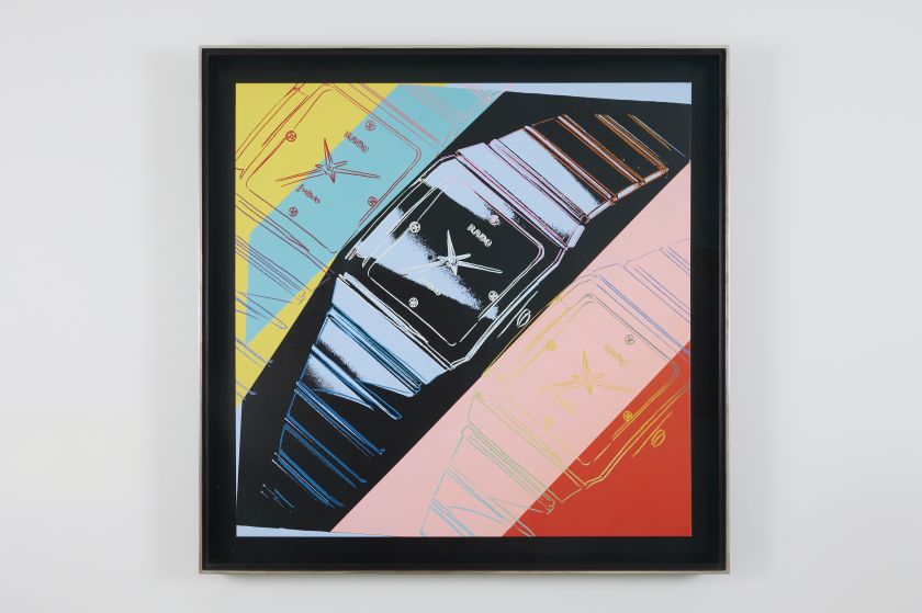 Andy Warhol, Anatom (Rado Watches), 1987. This artwork is on show at Halcyon Gallery.
