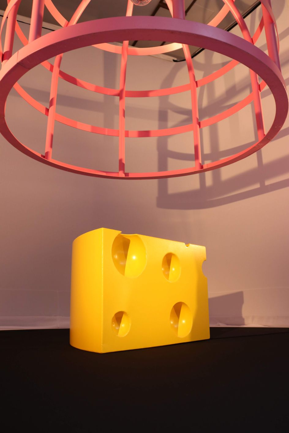 All about the Cheddar, Powder coated steel, Black 3.0 paint, rope, axe, spray paint, 2019 © Stuart Semple