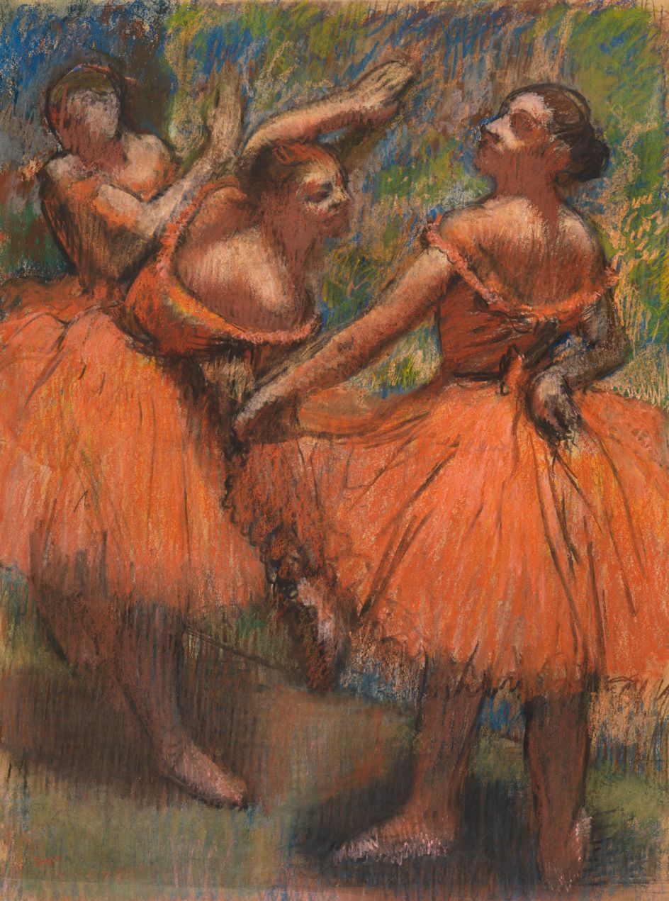 Hilaire-Germain-Edgar Degas The Red Ballet Skirts about 1900 Pastel on tracing paper 76.8 × 57.8 cm The Burrell Collection, Glasgow (35.243) © CSG CIC Glasgow Museums Collection