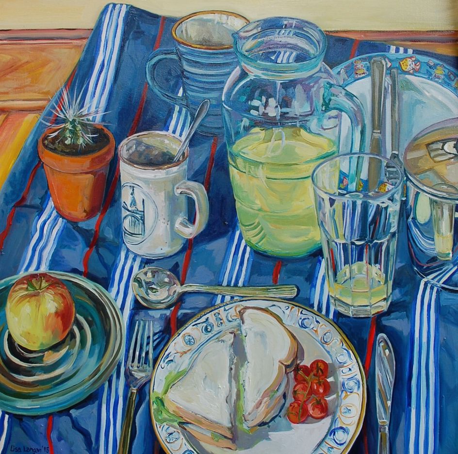 Still Life with Sandwich and Diluted Orange. © Lisa Langan