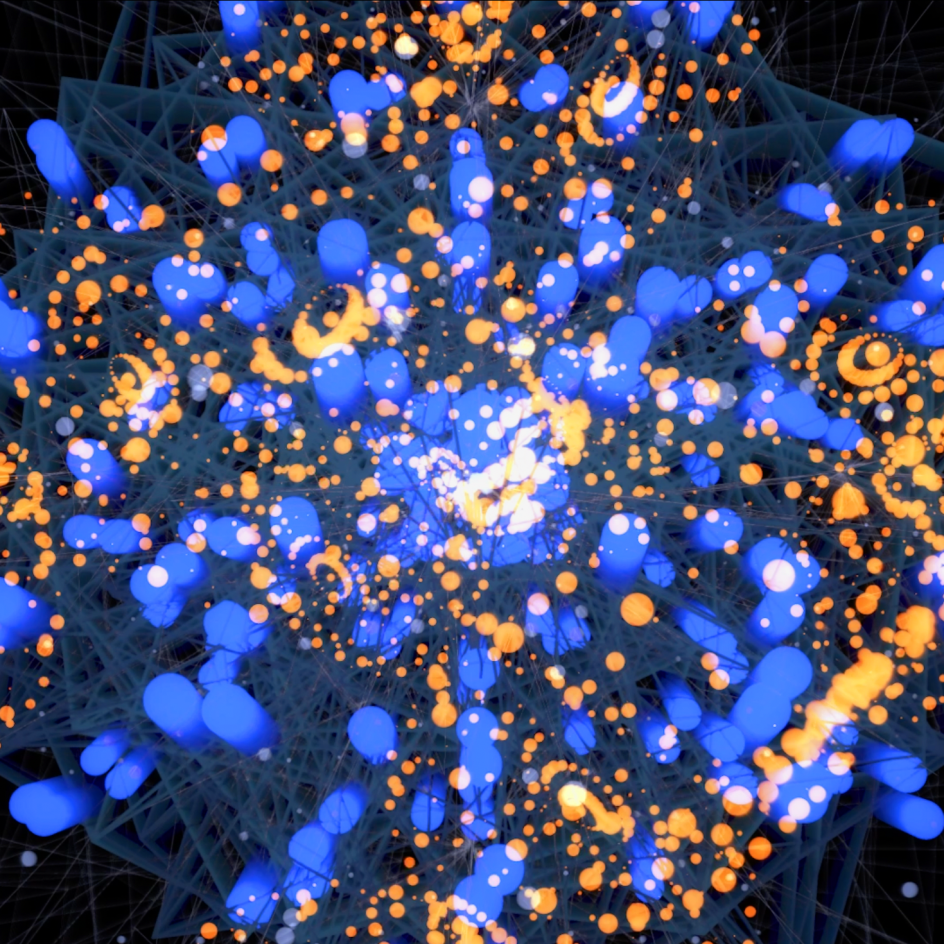 Villareal is interested in lowest common denominators such as pixels or the zeros and ones in binary code.