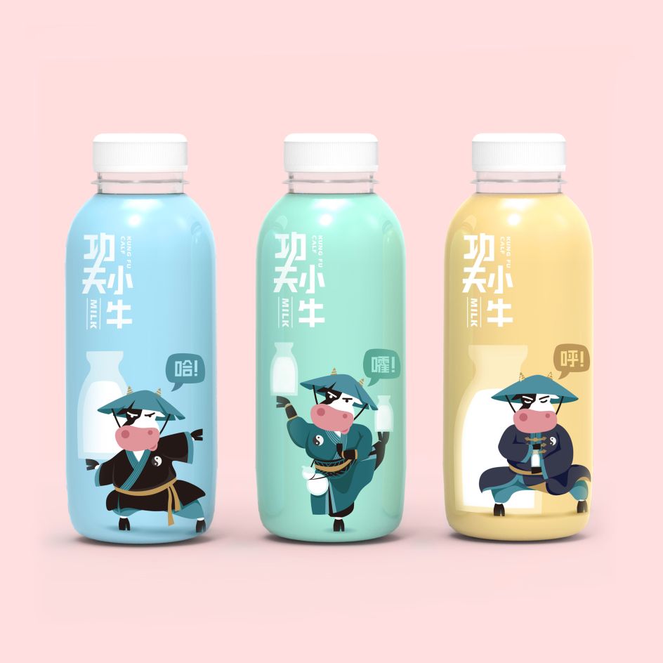 Kungfu Cow Milk Package Design by Xu Shihan is Winner in Packaging Design Category, 2018 - 2019