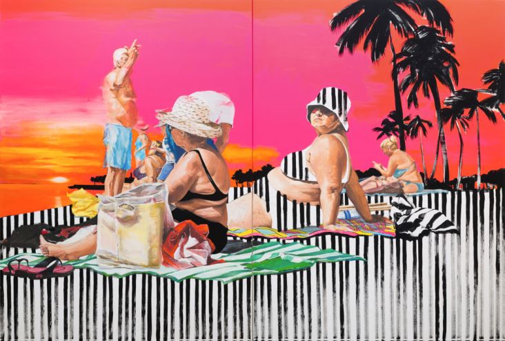  'From Heavens With Love'. 2016 Oil and acrylic on canvas. 200 x 300 cm (diptych)