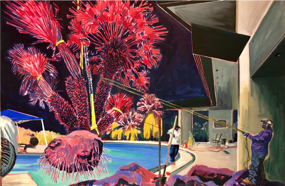 Palm and Pool (2018), Rex Southwick. Oil on canvas, 150x100cm