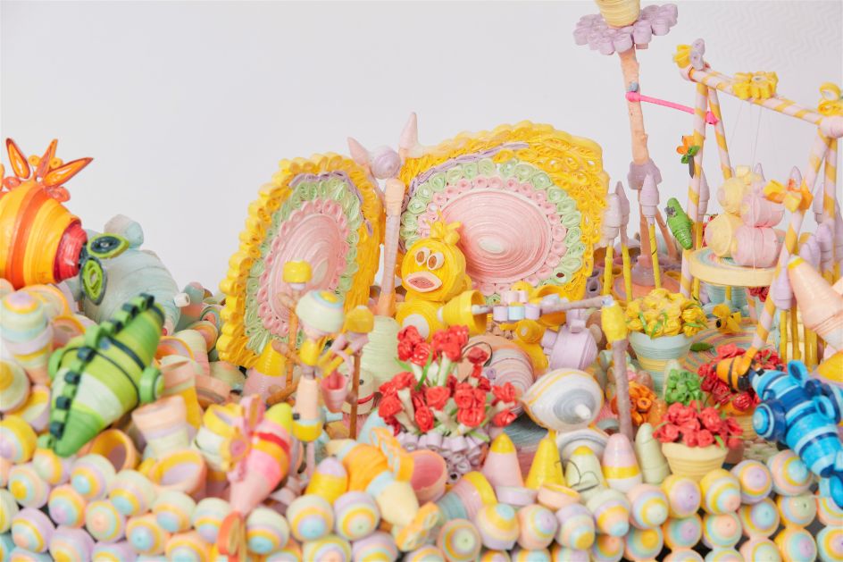 Boat of Freedom (detail), Field House (secure mental health unit), Elysium Healthcare Platinum Award for Craft, paint and quilled paper on cardboard