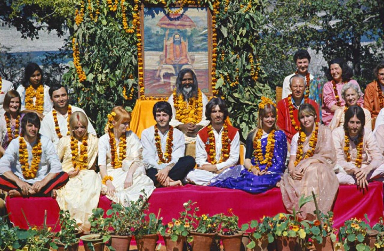 © Paul Saltzman. All Rights Reserved. One of the iconic photos Paul Saltzman took of The Beatles in Rishikesh, India