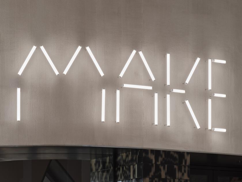 A stencil font made from LED strips.