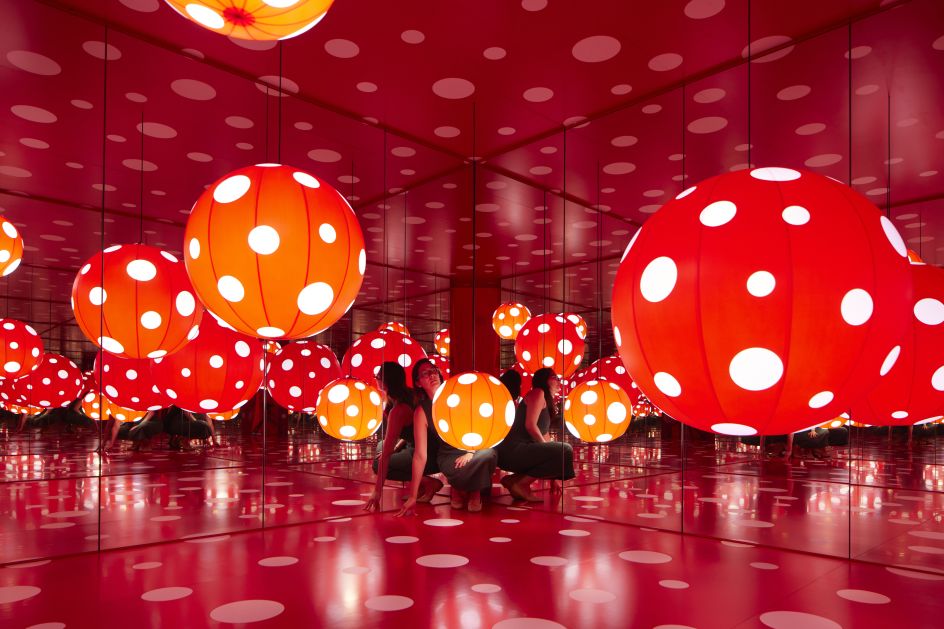 Dots Obsession, 2013 Installation view from Manchester International Festival 2023 exhibition ‘Yayoi Kusama_ You, Me and the Balloons’ at Aviva Studios.  Images © David Levene