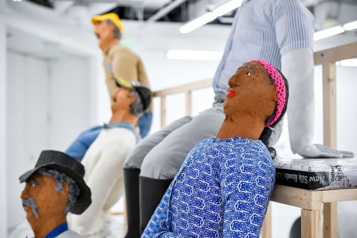 Oscar Murillo, Oscar Murillo Zhang Enli 2019 at chi K11 art museum