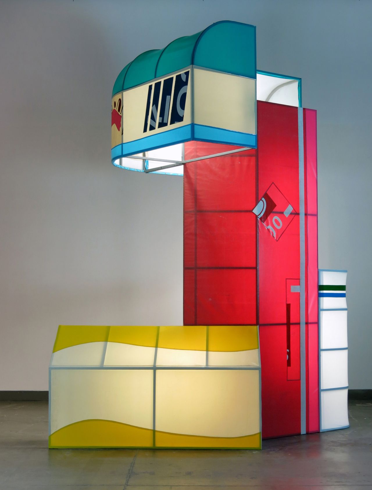 Shane Darwent, Future Bryte (2016), Custom Fabricated Storefront Awnings and Flourescent Lighting, 370x300x430cm. All images courtesy of Thames & Hudson, Beers London and the respected artists.