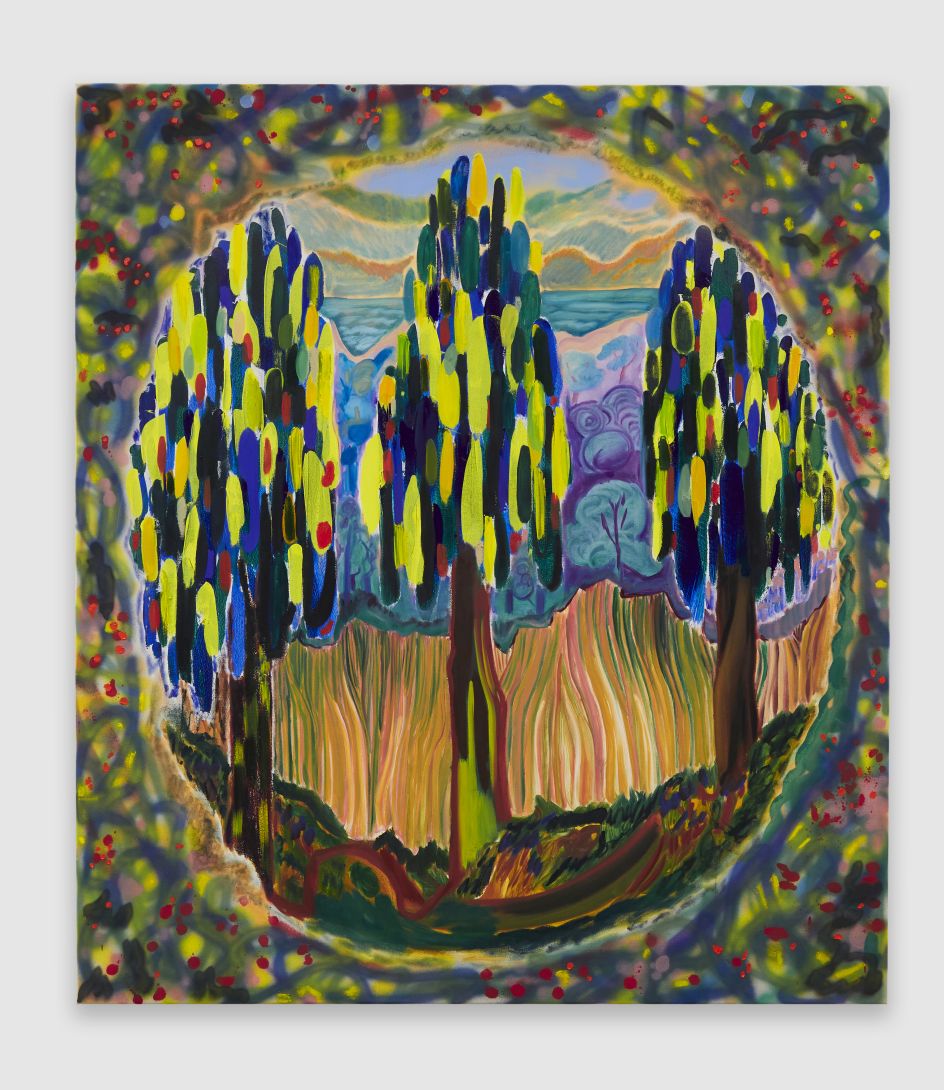 Sarah HUGHES, One Last Step, 2017 Oil, acrylic and acrylic spray paint on canvas 69 x 61 inches 175,3 x 154,9 cm