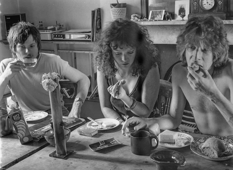 Gary Chamberlin, Beverly Spacie and Howard Dillon, 103 Bishops Way, 1977 © Joyce Edwards