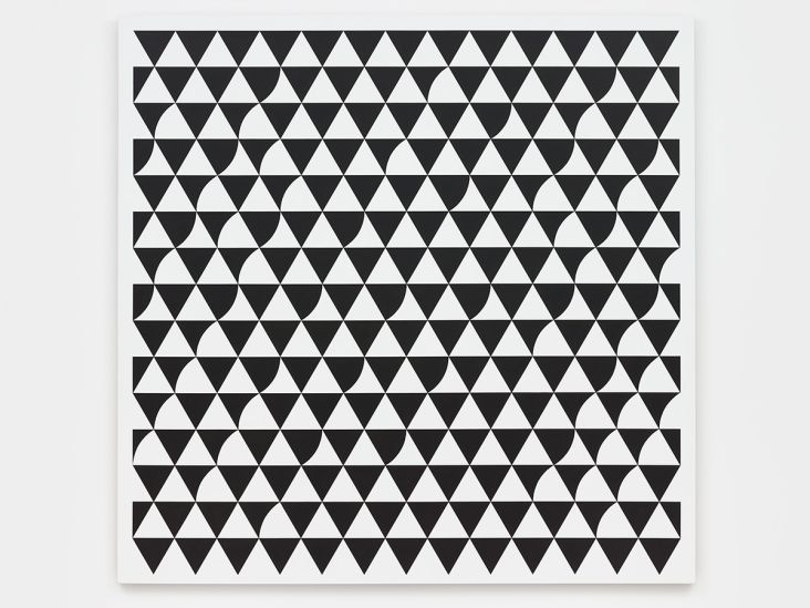 Bridget Riley Rustle 6 2015 Acrylic on polyester 73 5/8 x 74 7/8 inches 187 x 190.2 cm Bridget Riley © Bridget Riley 2017, all rights reserved. Courtesy David Zwirner, New York/London