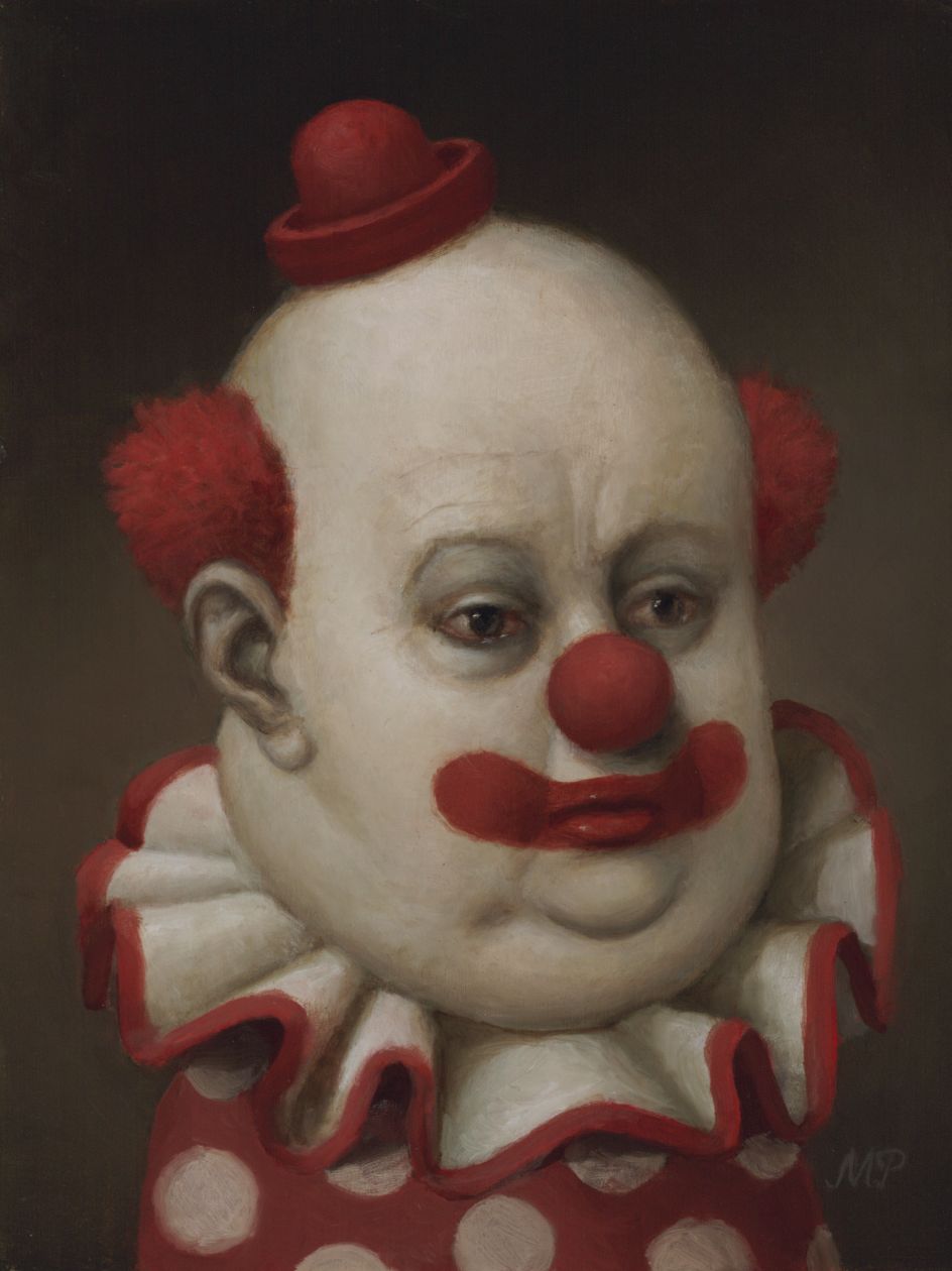 Paintings of frightful clowns by Marion Peck urge us to face up to ...
