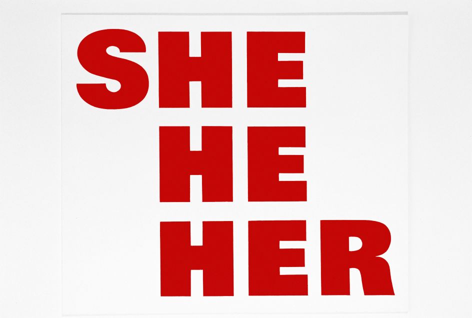 Kay Rosen She-Man, 1996 – 2018 Sign paint on wall, dimensions variable. © Kay Rosen. Courtesy the artist and Philipp Pflug Contemporary