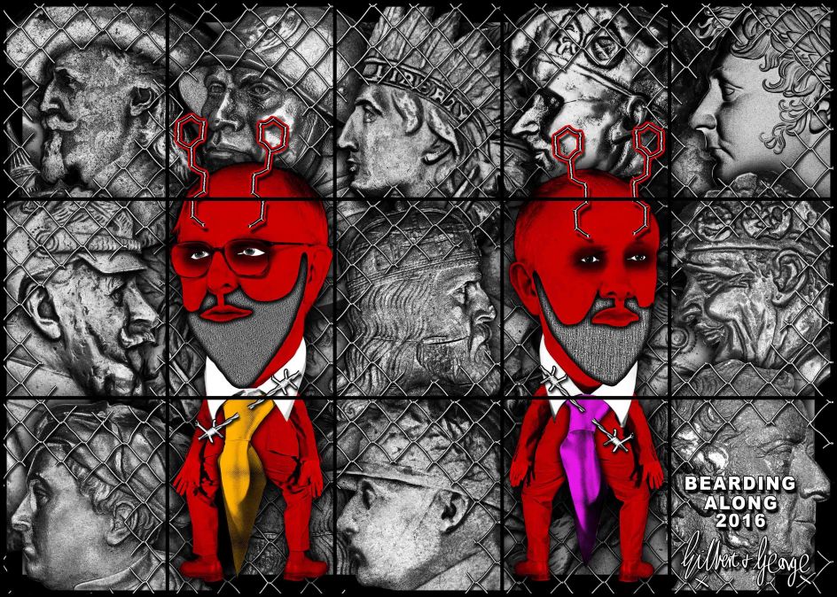 Gilbert & George, BEARDING ALONG, 2016, 226 x 317 cm © Gilbert & George | Courtesy White Cube