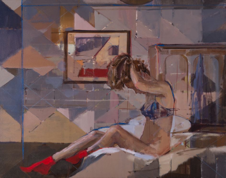 Tying, Oil on Canvas, 22